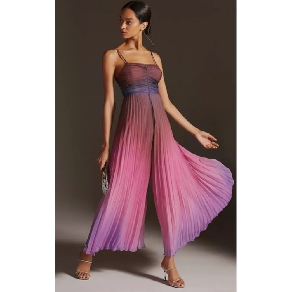 NWT Anthropologie Ranna Gill Pleated Tie-Back Jumpsuit‎ Pink Purple XS